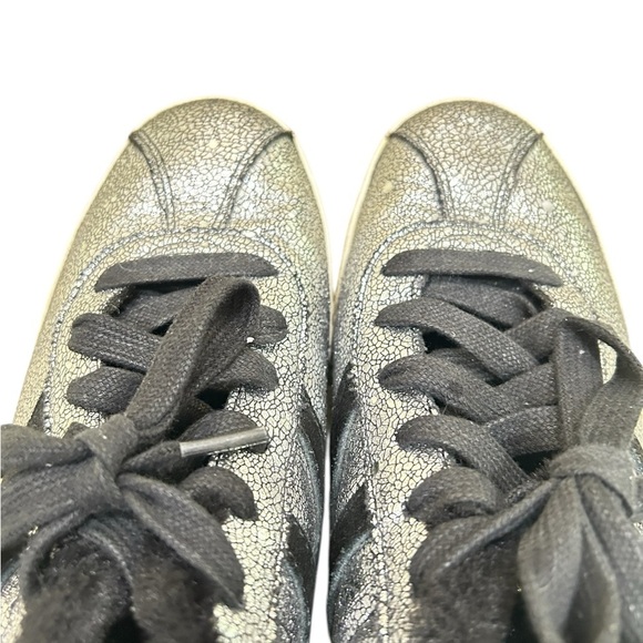 Tretorn callie Silver glitter metallic Black lace up Sneakers & faux fur sz 7.5 - Picture 8 of 13